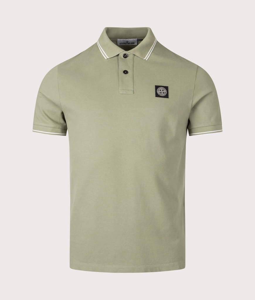 Stone Island Mens Slim Fit Striped Collar Polo Shirt